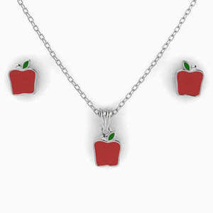 925 Sterling Silver Apple Baby Pendant & Earrings by Krysaliis
 Gift Boxed